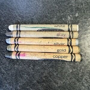 Vtg Crayola Crayons Binney & Smith White Gray Silver Copper Gold Retired